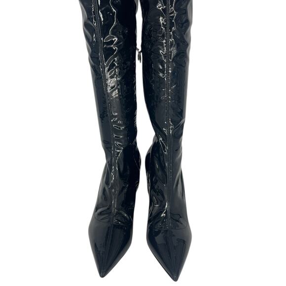 Christian Louboutin Limited Edition Black Lipstrass Patent Leather Thigh Boots - Picture 6 of 16